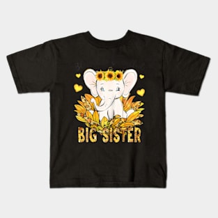 Blessed To Be Called Big Sister Elephant Sunflower Kids T-Shirt